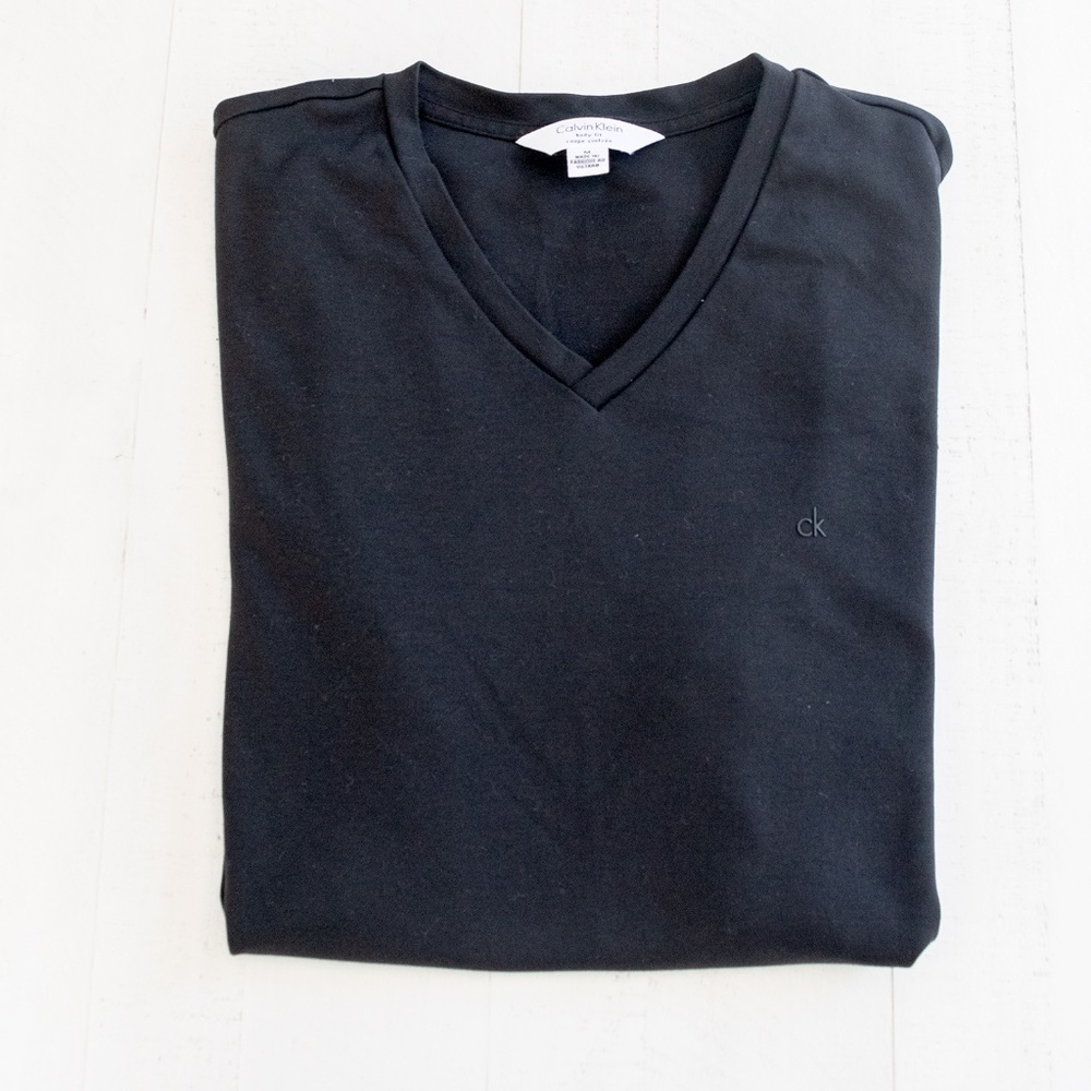 Men's Calvin Klein S/S Side Rib Cotton V Neck Tee